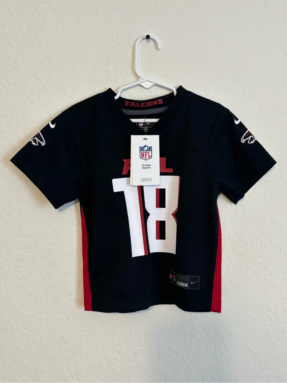 Nike Kids Atlanta Falcons #18 Black Jersey with Red & White
